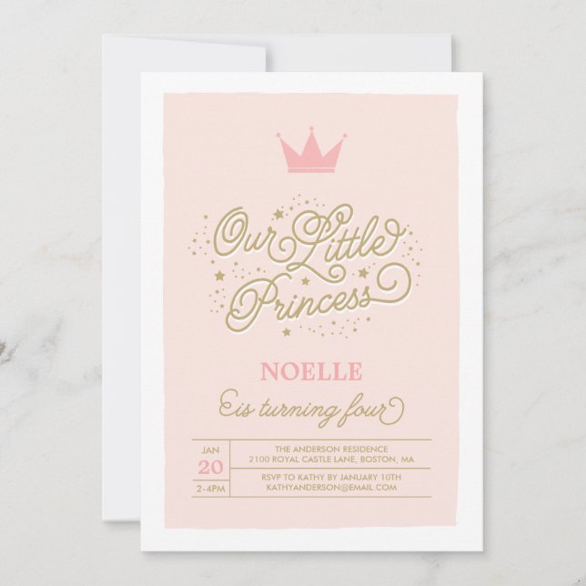 Prinsessan Party 4e födelsedagen| Inbjudan till fö (Framsida)