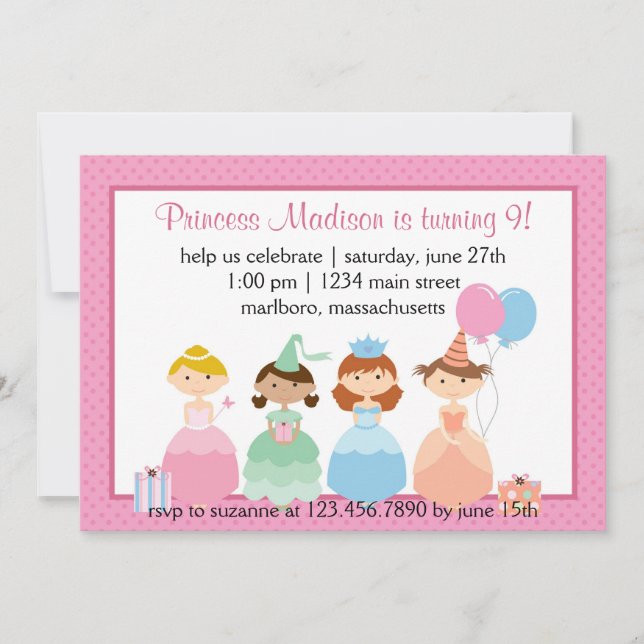 Prinsessan Party Inbjudningar (Framsida)