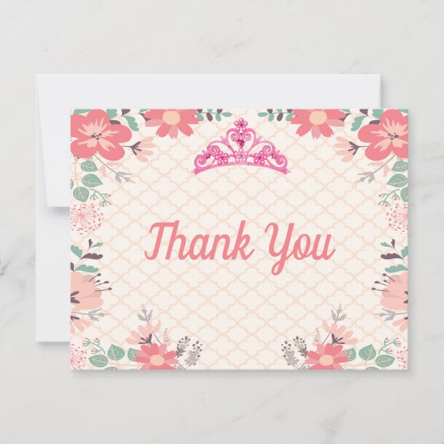 Prinsessan Party Tack, ditt kort (Framsida)