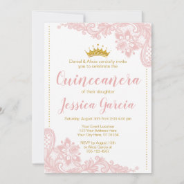 Prinsessan Quinceañera  Snöre och Glitter Guld Inbjudningar