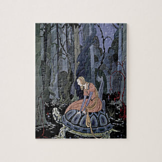 Prinsessan Rides a Turtle Illustration Pussel