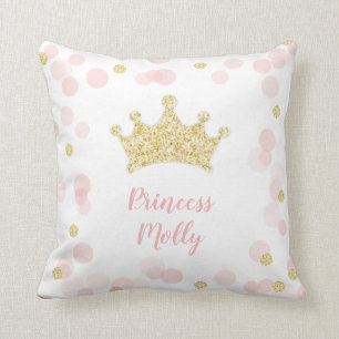 Prinsessan Rosa och Guld Glitter Krona Bedroom Nur Kudde