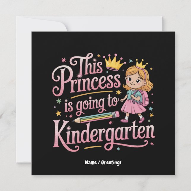 Prinsessan ska till Kindergarten Cute Gift Inbjudningar (Framsida)