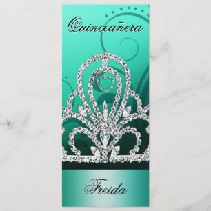 Prinsessan Tiara Quinceanera (aqua) Inbjudningar