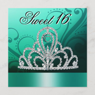 Prinsessan Tiara Sweet sixteen (aqua) Inbjudningar