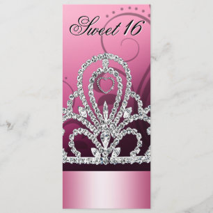 Prinsessan Tiara Sweet sixteen (rosa) Inbjudningar