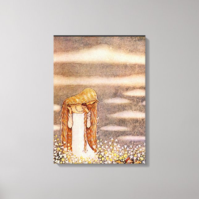 “Prinsessan Tuvstarr” John Bauer Akvarell Canvastryck (Framsida)