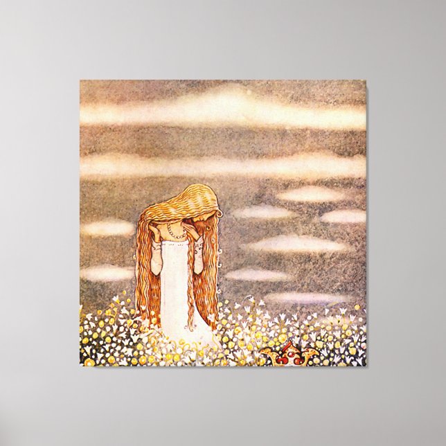 “Prinsessan Tuvstarr” John Bauer Akvarell Canvastryck (Framsida)