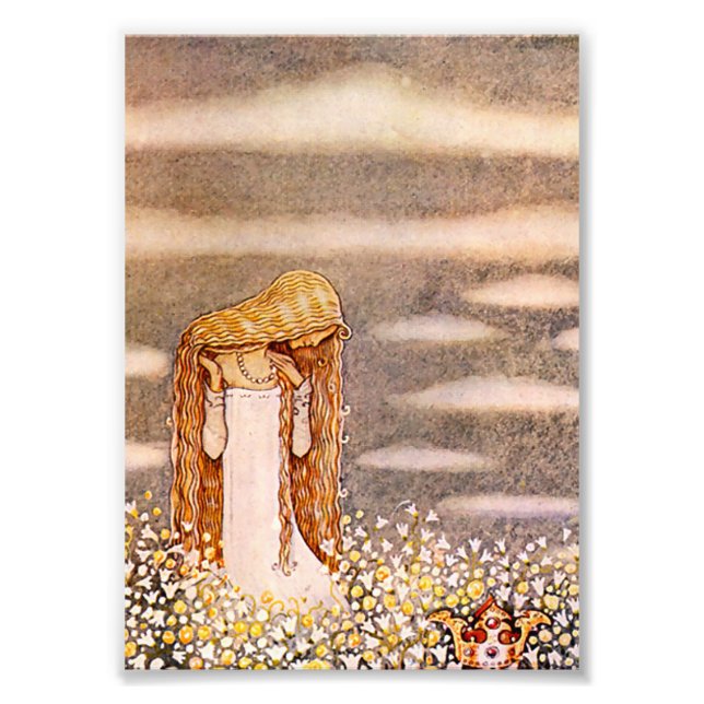 “Prinsessan Tuvstarr” John Bauer Akvarell Fototryck (Framsidan)
