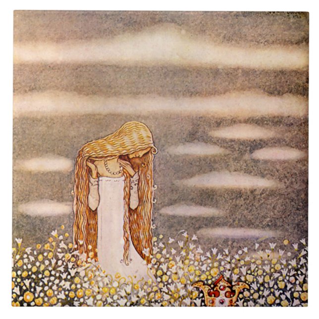 “Prinsessan Tuvstarr” John Bauer Akvarell Kakelplatta (Framsidan)