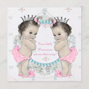 Prinsessan Twin Girl Baby Shower Inbjudningar