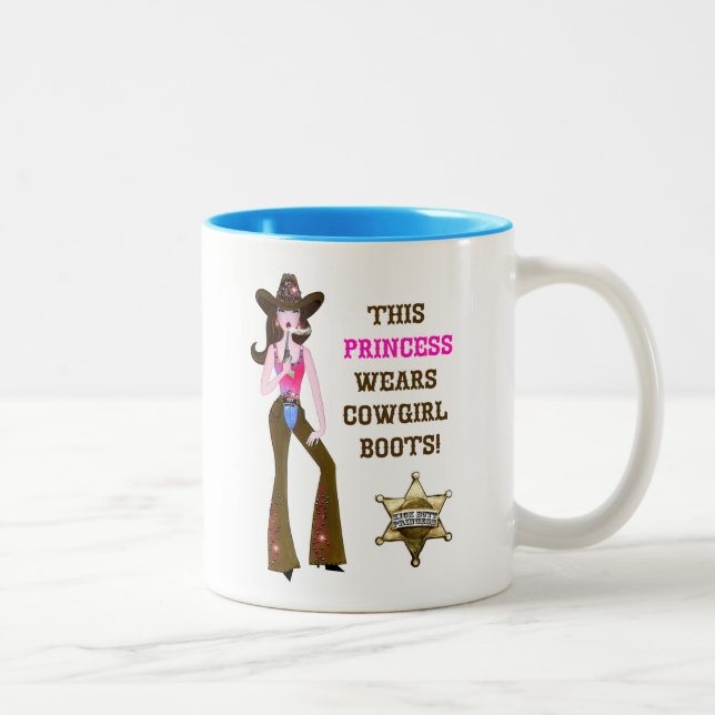 Prinsessan Wears Cowgirl Boots! Två-Tonad Mugg (Höger)