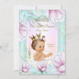 Prinsessans Baby Shower Teal Rosa Lila Blommig Inbjudningar