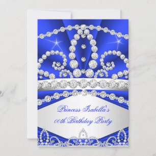 Prinsessans Blå Diamant Tiara Födelsedagsfest Inbjudningar