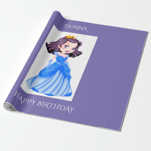 Prinsessans födelsedag papper. Anpassat namn. Presentpapper