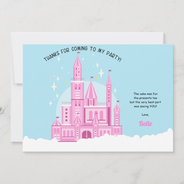 Prinsessans födelsedagsfest tackkort tack kort (Framsida)