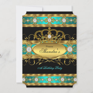 Prinsessans kungliga teal guld diamant drottning k inbjudningar
