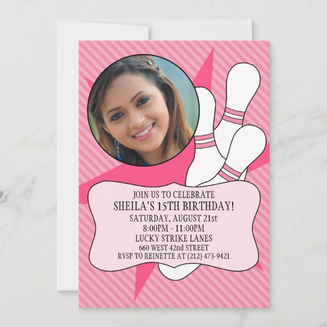 Prinsessans Rosa, ingen tid till Spare Bowling Par Inbjudningar (Framsida)