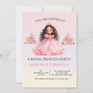 Prinsessfest för alla åldrar Rosa födelsedagsinbju Inbjudningar