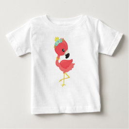 Prinsessflamingo, blommor, krona, söt flamingo t shirt