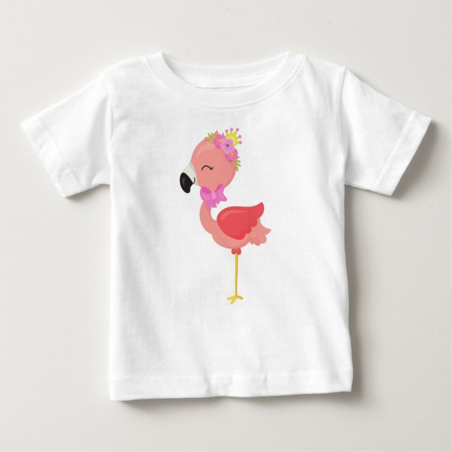Prinsessflamingo, blommor, söt flamingo, krona t shirt (Framsida)
