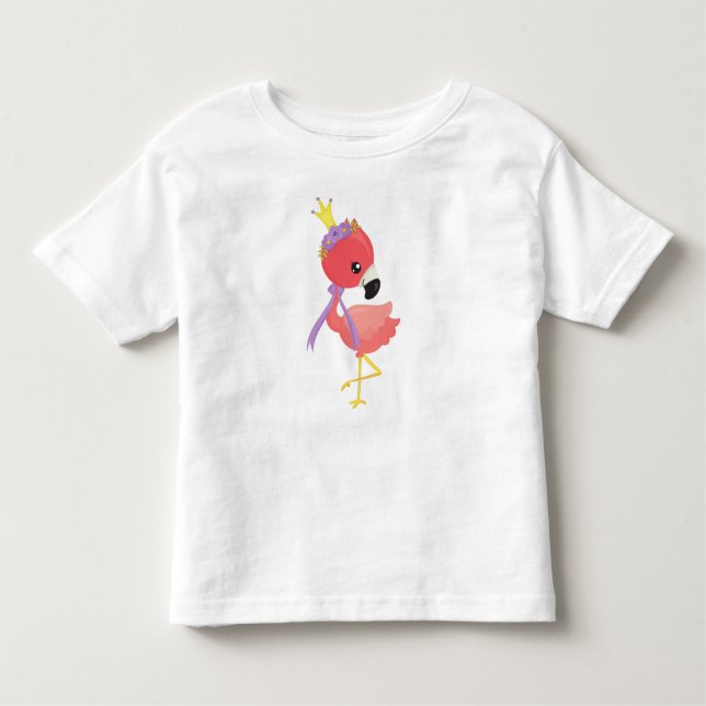 Prinsessflamingo, söt flamingo, blommor, krona t shirt (Framsida)