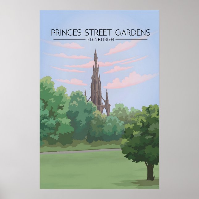 Prinsessgatan trädgårdar Edinburgh Resa Affisch (Framsidan)