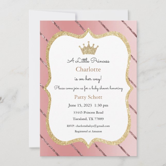Prinsessinbjudan, Baby Shower-inbjudan Inbjudningar (Framsida)