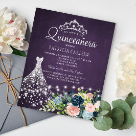 Prinsessklänningsbudget quinceanera-inbjudan