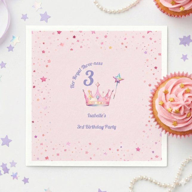 Prinsesskrona 3-års födelsedags Royal Threeness Pappersservett (Skapare uppladdad)