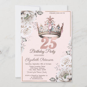Prinsesskrona Blommiga 25-årsfesten Inbjudningar