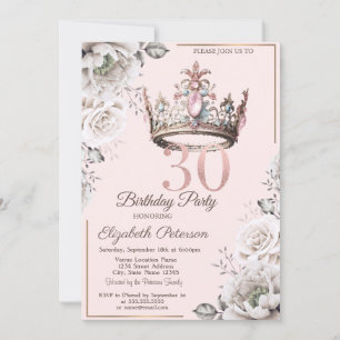 Prinsesskrona Blommiga 30-årsfest Inbjudningar