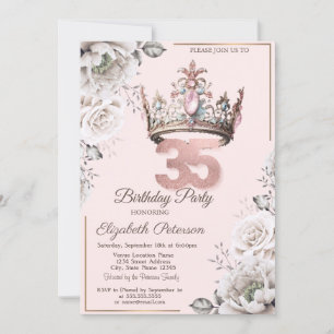 Prinsesskrona Blommiga 35-årsfesten Inbjudningar