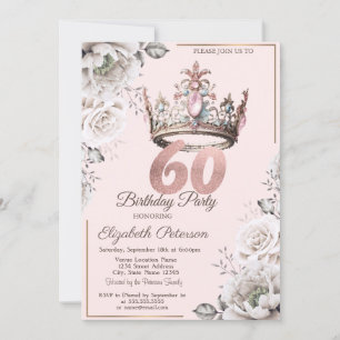 Prinsesskrona Blommiga 60-årsfesten Inbjudningar