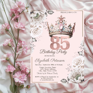 Prinsesskrona Blommiga 85-årsfesten Inbjudningar