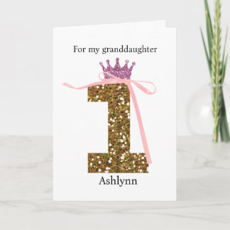 Prinsesskrona Bow Gold 1-årsdagsonsdotter Kort