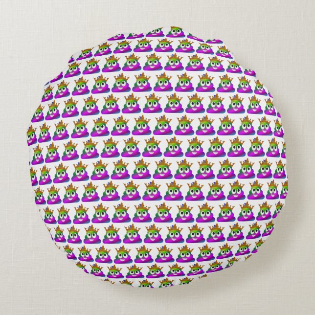 Prinsesskrona regnbåge Emoji Bajs Rund Kudde (Baksidan)