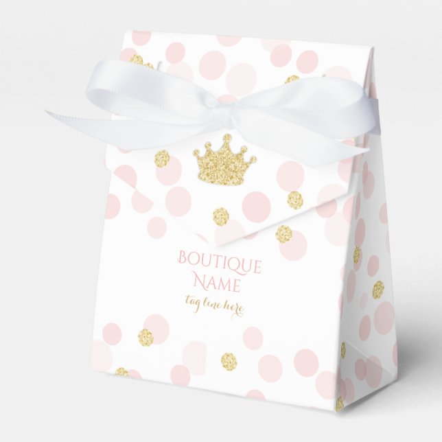 Prinsesskrona Rosa Guld Glitter Konfetti Prickar Presentaskar (Framsidan Sidan)