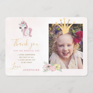 Prinsesskrona rosa och guld flicka foto tack inbjudningar