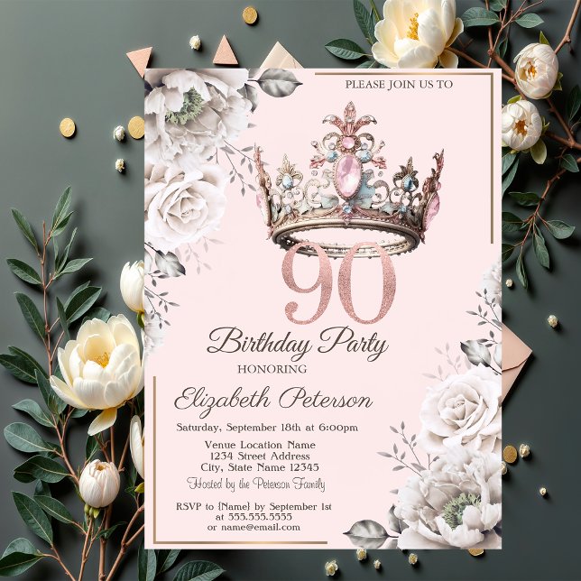 Prinsesskronans Blommiga 90-årsfest Inbjudningar (Skapare uppladdad)
