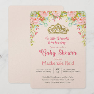 Prinsesslig Blommig Bebis Babyshower Inbjudan
