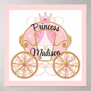Prinsesslig kunglig vagn Rosa & Guld Väggkonst