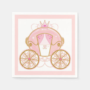 Prinsesslig vagn Rosa & Guld Födelsedagsfest Pappersservett