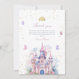 Prinsesslott Flickas 1-årsdag, Prinsesparty Tack Kort