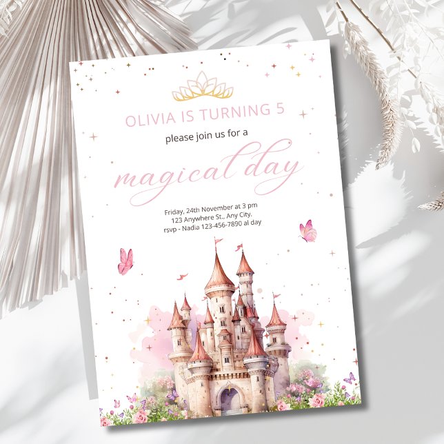 Prinsesslott Födelsedagsflicka Sagovärld Kunglig R Inbjudan (Skapare uppladdad)