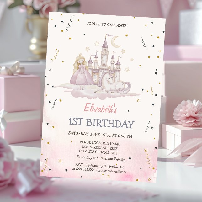 Prinsesslott Ponny Akvarell   Inbjudningar (Skapare uppladdad)