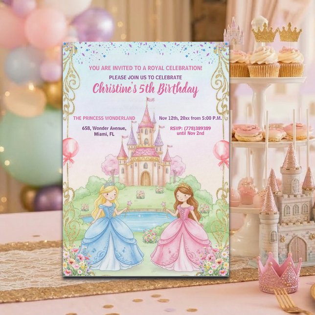 Prinsesslott Royal 5-års födelsedagsfest Inbjudningar (Skapare uppladdad)