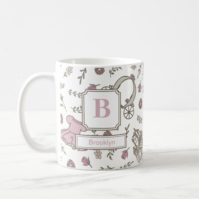 Prinsessmönster Rosa Monogram Kaffemugg (Vänster)