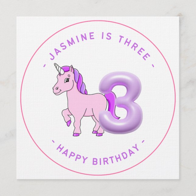 prinsessor 3-årsdag inbjudningar (Framsida)