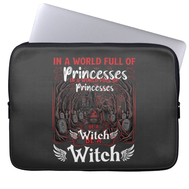 Prinsessor Var Häxa Halloween Slott Kittel Grav Laptop Fodral (Framsidan)